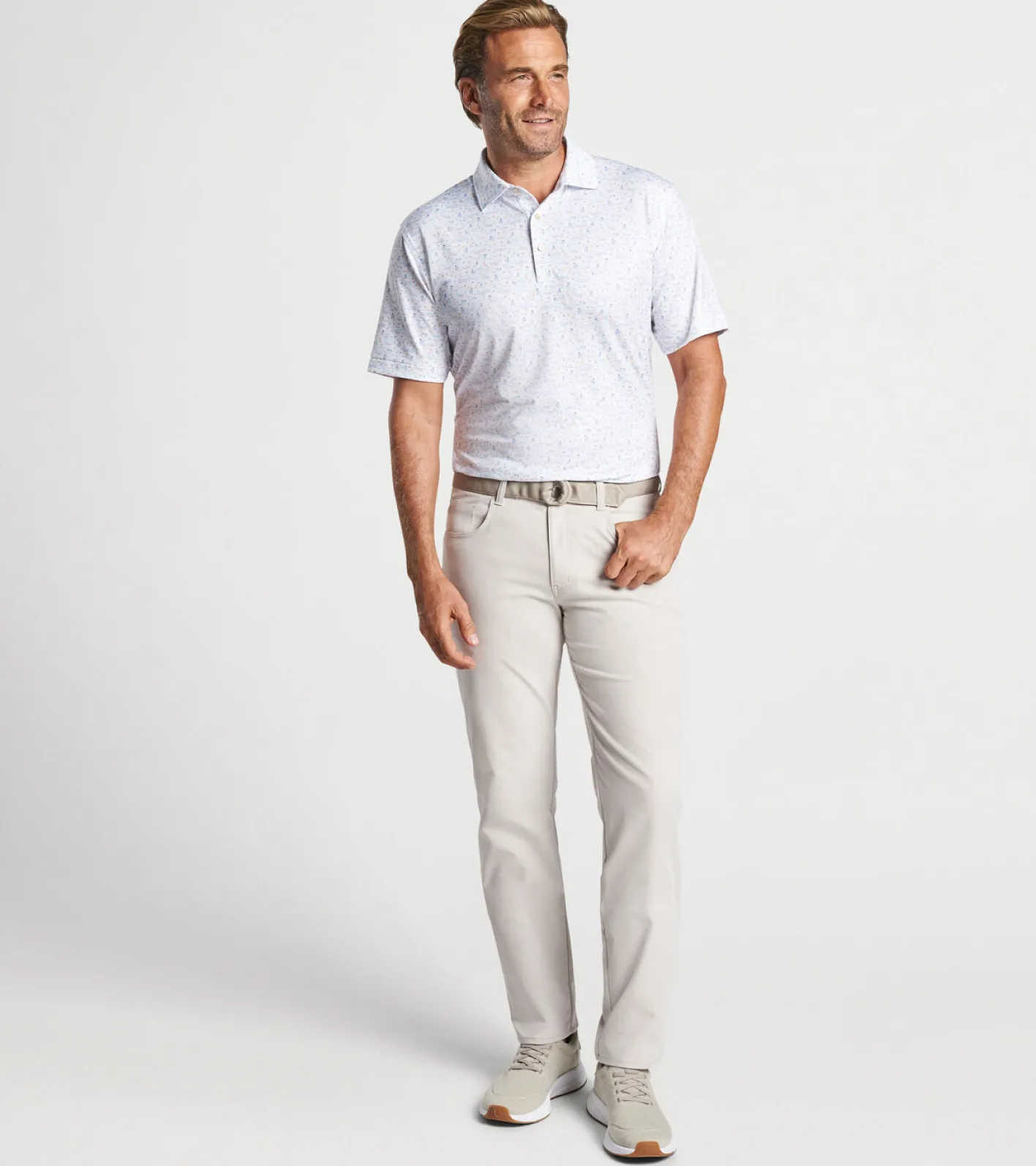 New Peter Millar 5 O'clock In Fiji Performance Jersey Polo White