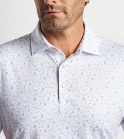New Peter Millar 5 O'clock In Fiji Performance Jersey Polo White