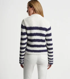 Fashion Peter Millar Alek Wide Sleeve Stripe Sweater White/Navy