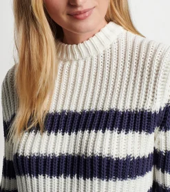 Fashion Peter Millar Alek Wide Sleeve Stripe Sweater White/Navy