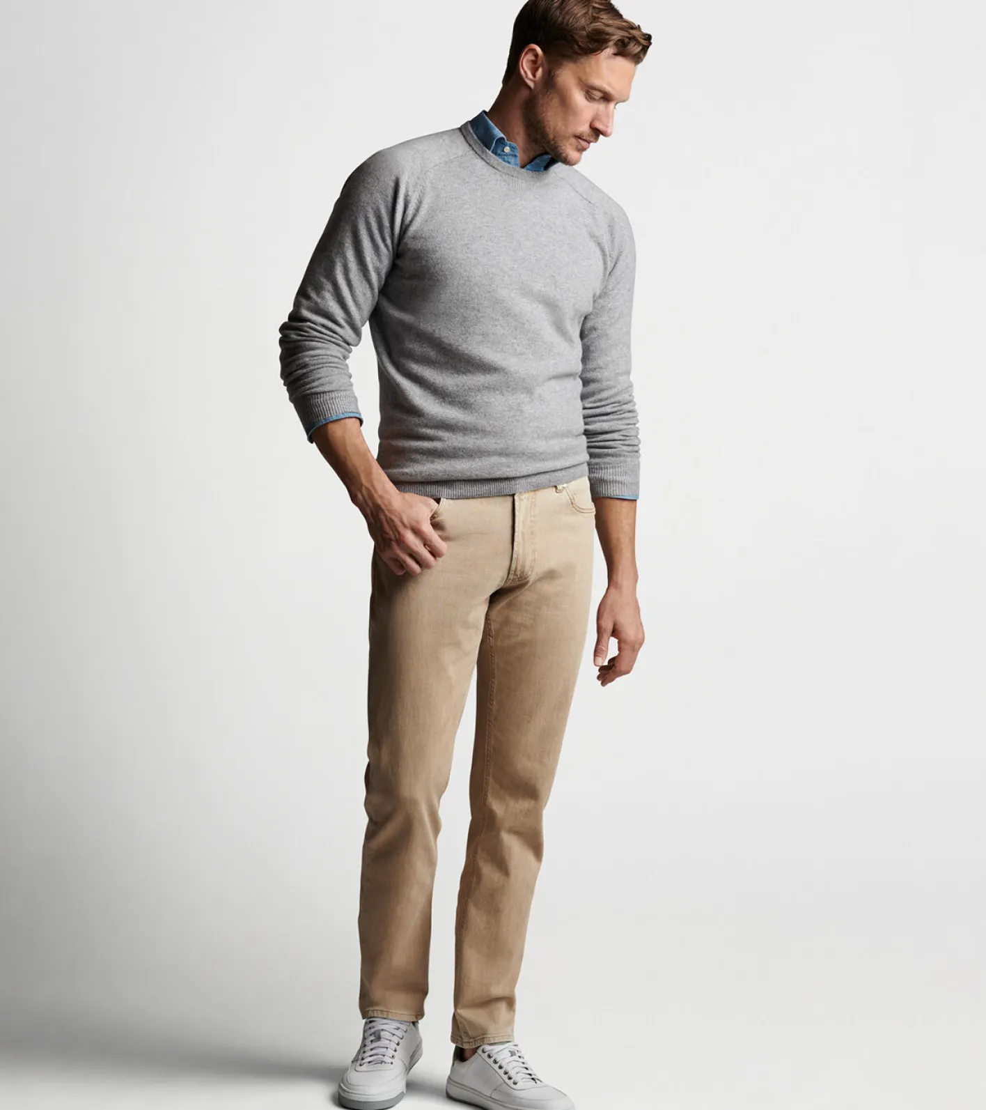 Sale Peter Millar Artisan Crafted Cashmere Flex Crew Gale Grey