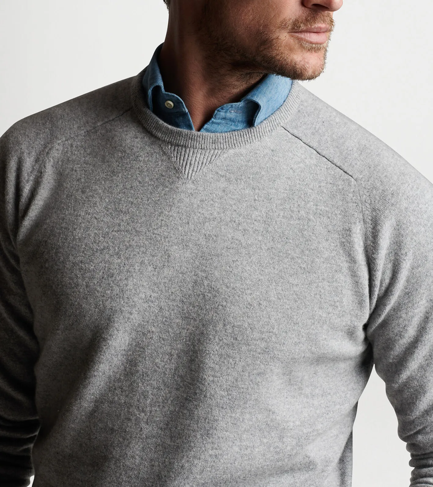 Sale Peter Millar Artisan Crafted Cashmere Flex Crew Gale Grey