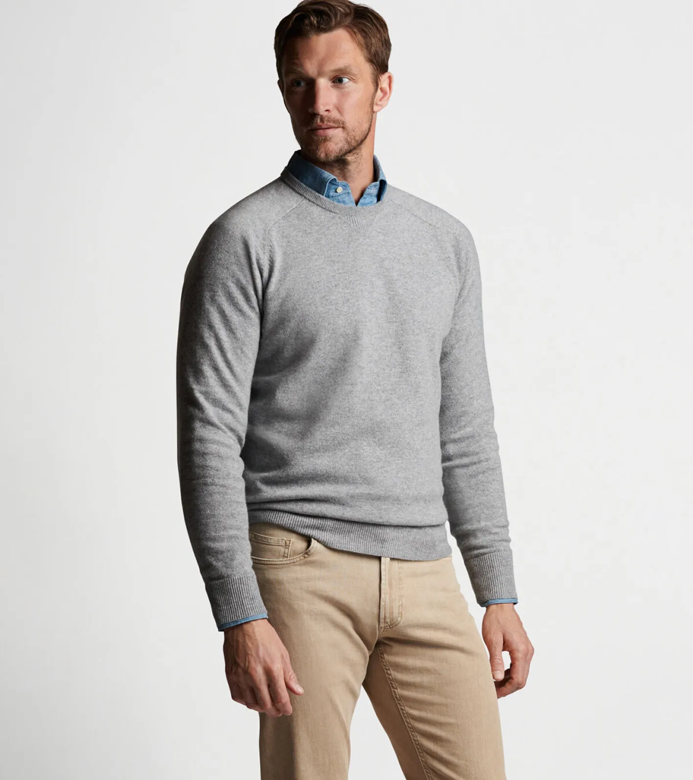 Sale Peter Millar Artisan Crafted Cashmere Flex Crew Gale Grey