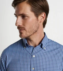 New Peter Millar Ashbury Performance Twill Sport Shirt Sport Navy