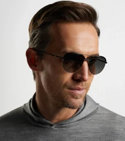 New Peter Millar Aviator Sunglasses Anthracite