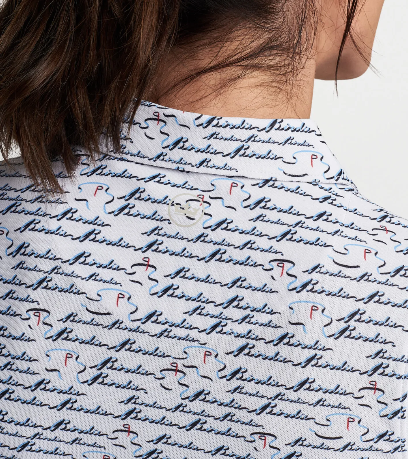 New Peter Millar Banded Sport Mesh Birdie Print Sleeveless Button Polo White