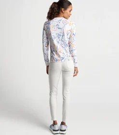 Discount Peter Millar Birdie Multi Floral Sport Sweatshirt White