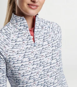 New Peter Millar Birdie Print Raglan Sleeve Perth Layer White