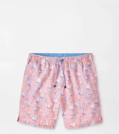 Outlet Peter Millar Boats And Ropes Swim Trunk PEACH BLOOM