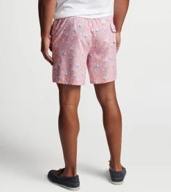 Outlet Peter Millar Boats And Ropes Swim Trunk PEACH BLOOM