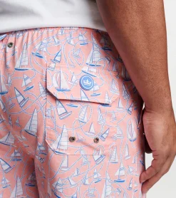 Outlet Peter Millar Boats And Ropes Swim Trunk PEACH BLOOM
