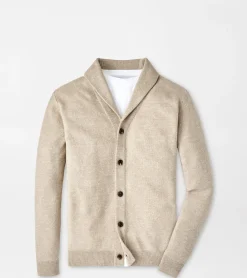 Outlet Peter Millar Boothbay Shawl Cardigan Sweater Khaki