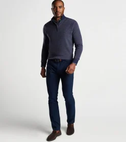 New Peter Millar Breaker Birdseye Quarter-Zip BALSAM