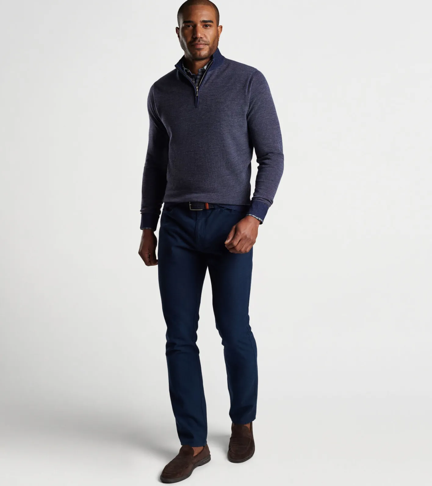 New Peter Millar Breaker Birdseye Quarter-Zip BALSAM