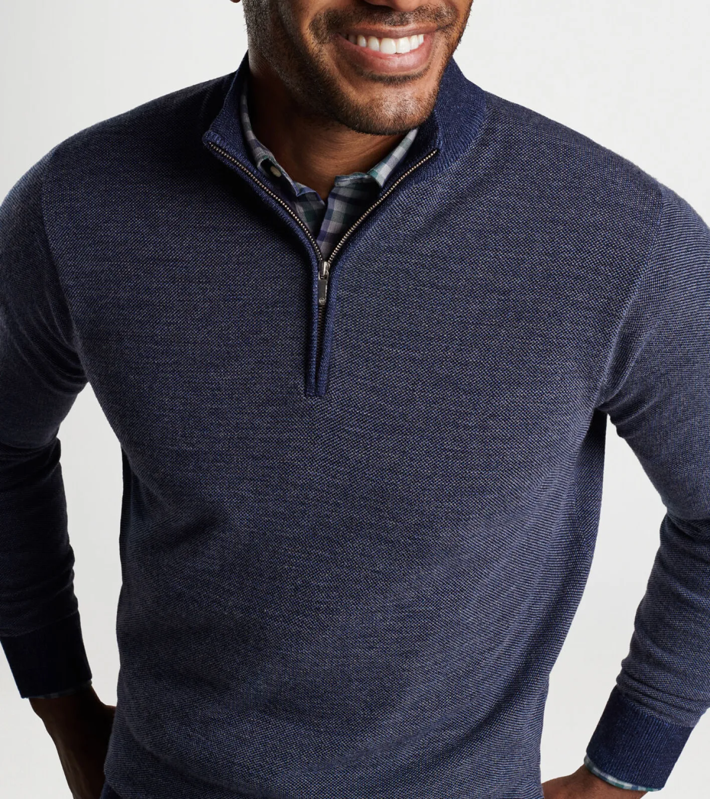 New Peter Millar Breaker Birdseye Quarter-Zip BALSAM