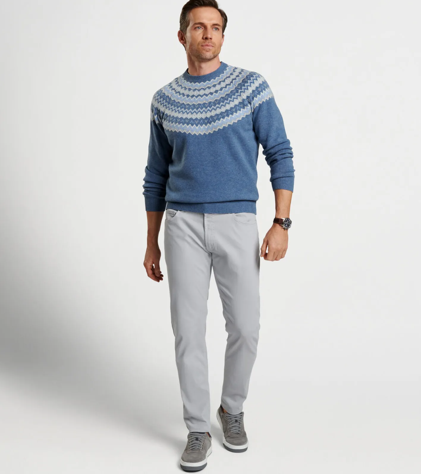Clearance Peter Millar Brunhall Fair Isle Crew Vintage Indigo