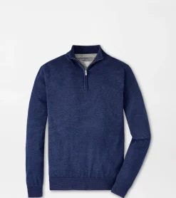 Clearance Peter Millar Canton Stripe Quarter-Zip Sweater British Grey