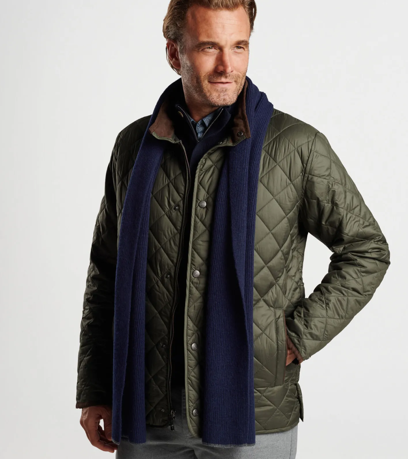 Fashion Peter Millar Cashmere English Rib Scarf Light Grey