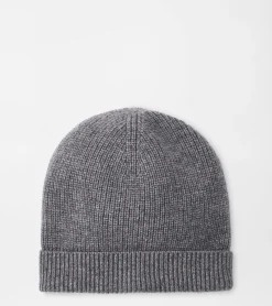 New Peter Millar Cashmere Rib Beanie Dark Grey