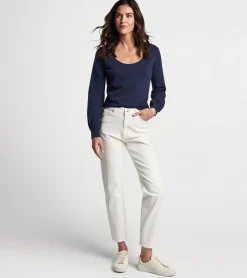 Discount Peter Millar Crawford High Rise Straight Crop Jean ECRU