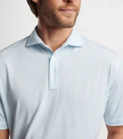 Discount Peter Millar Crown Comfort Cotton Polo Range Stripe Cottage Blue