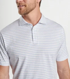 Discount Peter Millar Crown Comfort Cotton Polo Harp Stripe Atlantic Blue