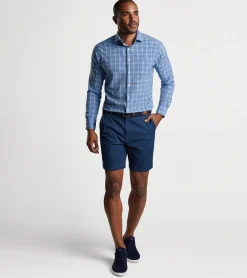 Outlet Peter Millar Darien Performance Poplin Sport Shirt Cottage Blue