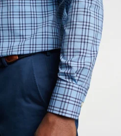 Outlet Peter Millar Darien Performance Poplin Sport Shirt Cottage Blue