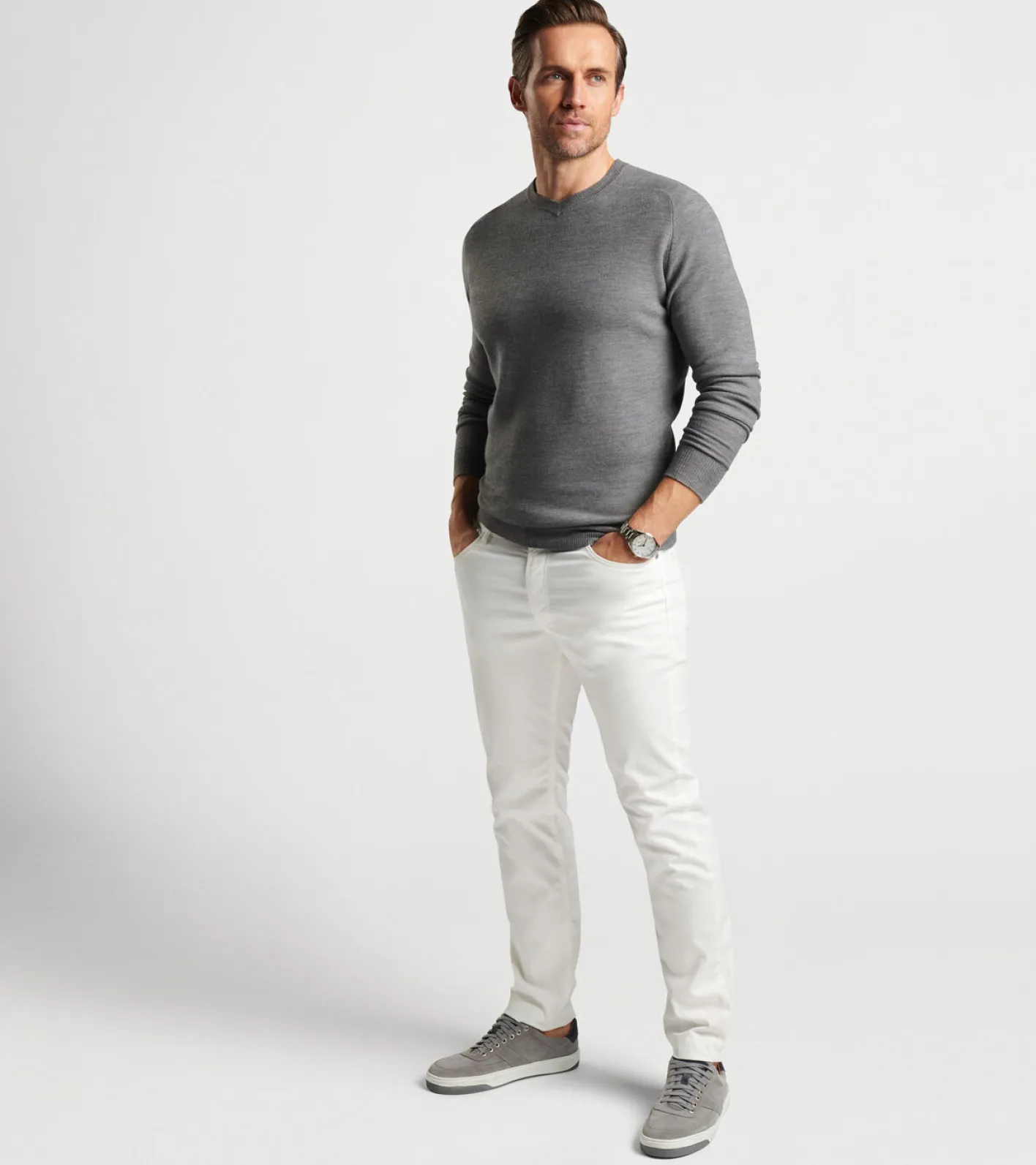 Hot Peter Millar Dover High V-Neck Gale Grey