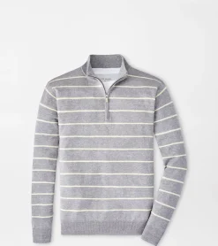 Hot Peter Millar Eastham Striped Quarter-Zip Sweater British Grey