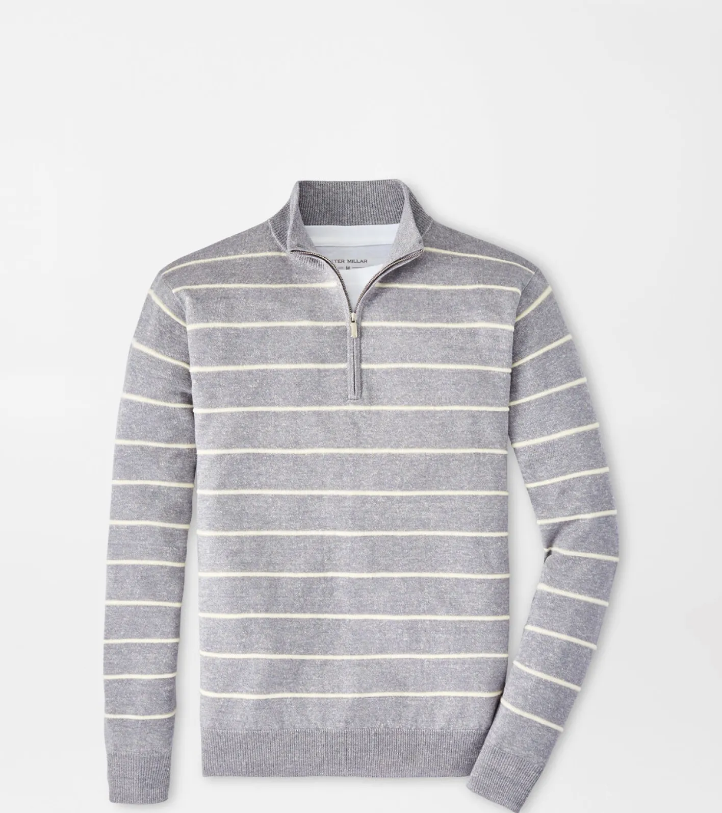 Hot Peter Millar Eastham Striped Quarter-Zip Sweater British Grey