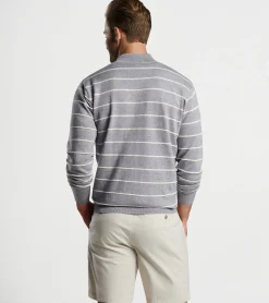 Hot Peter Millar Eastham Striped Quarter-Zip Sweater British Grey
