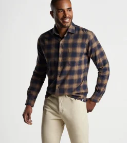 Best Peter Millar Edgehill Cotton Sport Shirt Navy