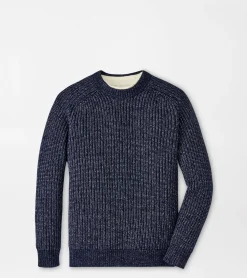 New Peter Millar Eklund Saddle Shoulder Crew Navy