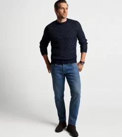 New Peter Millar Eklund Saddle Shoulder Crew Navy