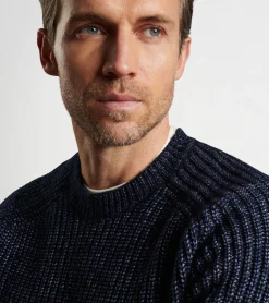 New Peter Millar Eklund Saddle Shoulder Crew Navy