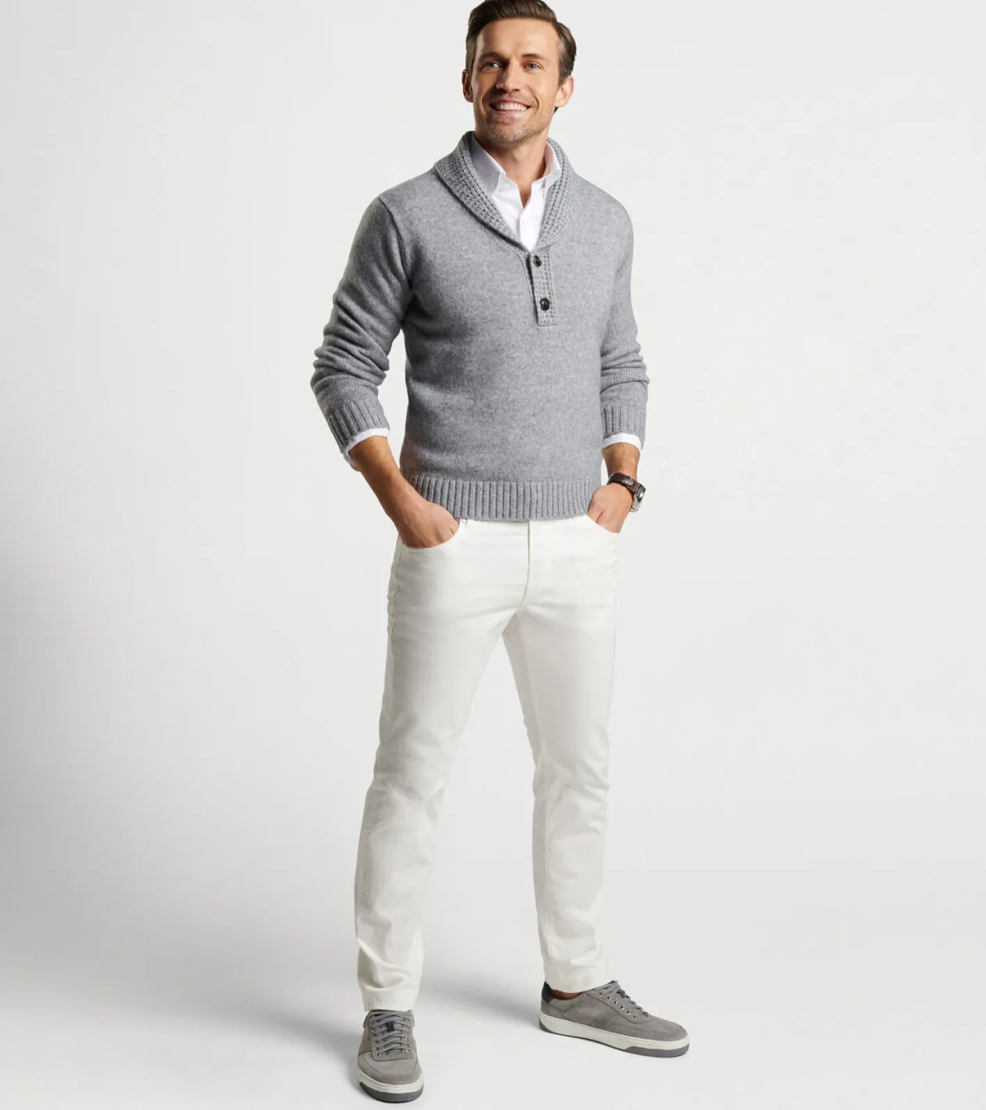 New Peter Millar Eklund Shawl Popover Gale Grey