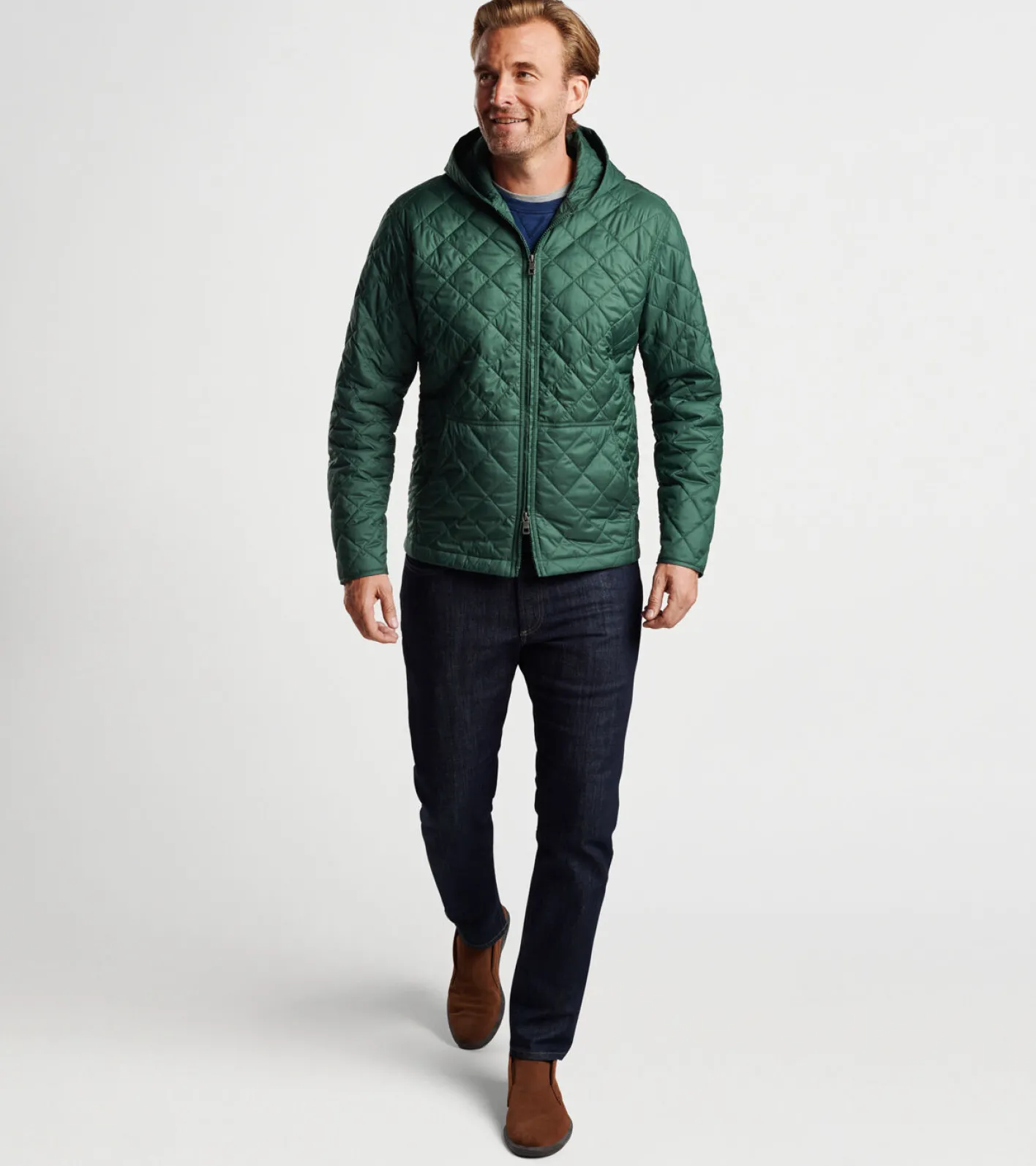 New Peter Millar Essex Full-Zip Hoodie BALSAM