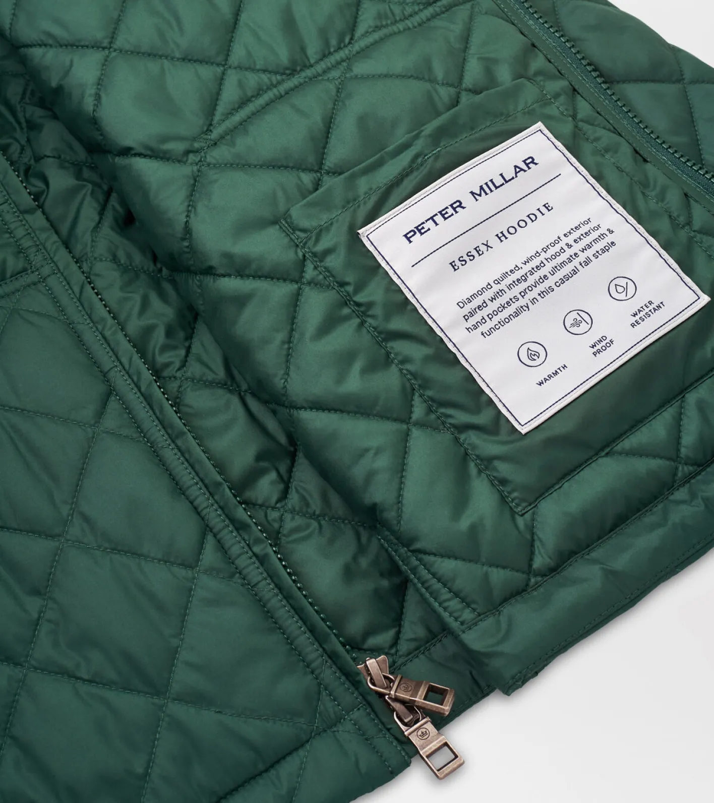 New Peter Millar Essex Full-Zip Hoodie BALSAM