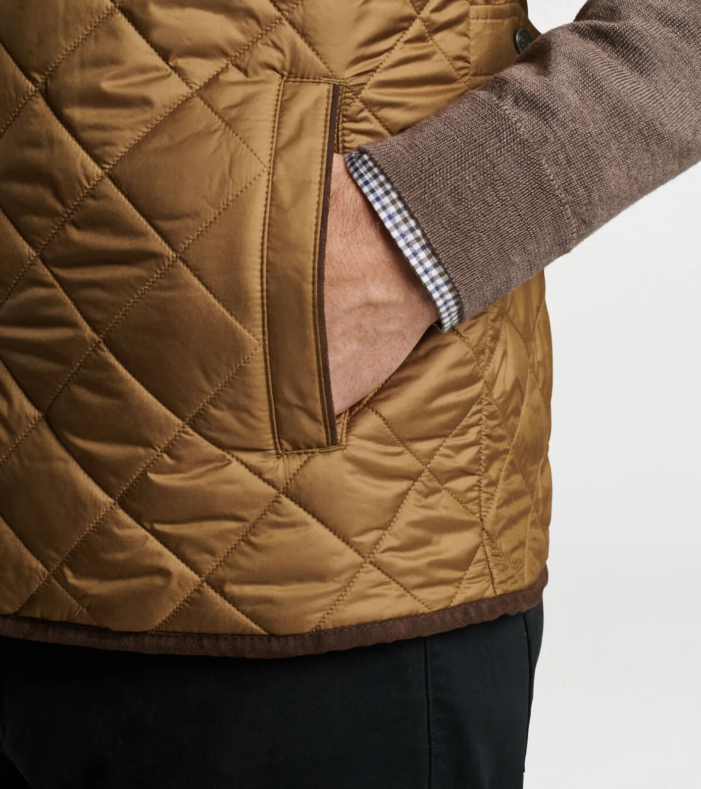 Discount Peter Millar Essex Quilted Travel Vest Khaki