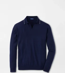 Discount Peter Millar Excursionist Flex Riviera Collar Sweater Navy