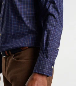 Fashion Peter Millar Fenton Cotton-Stretch Sport Shirt Navy