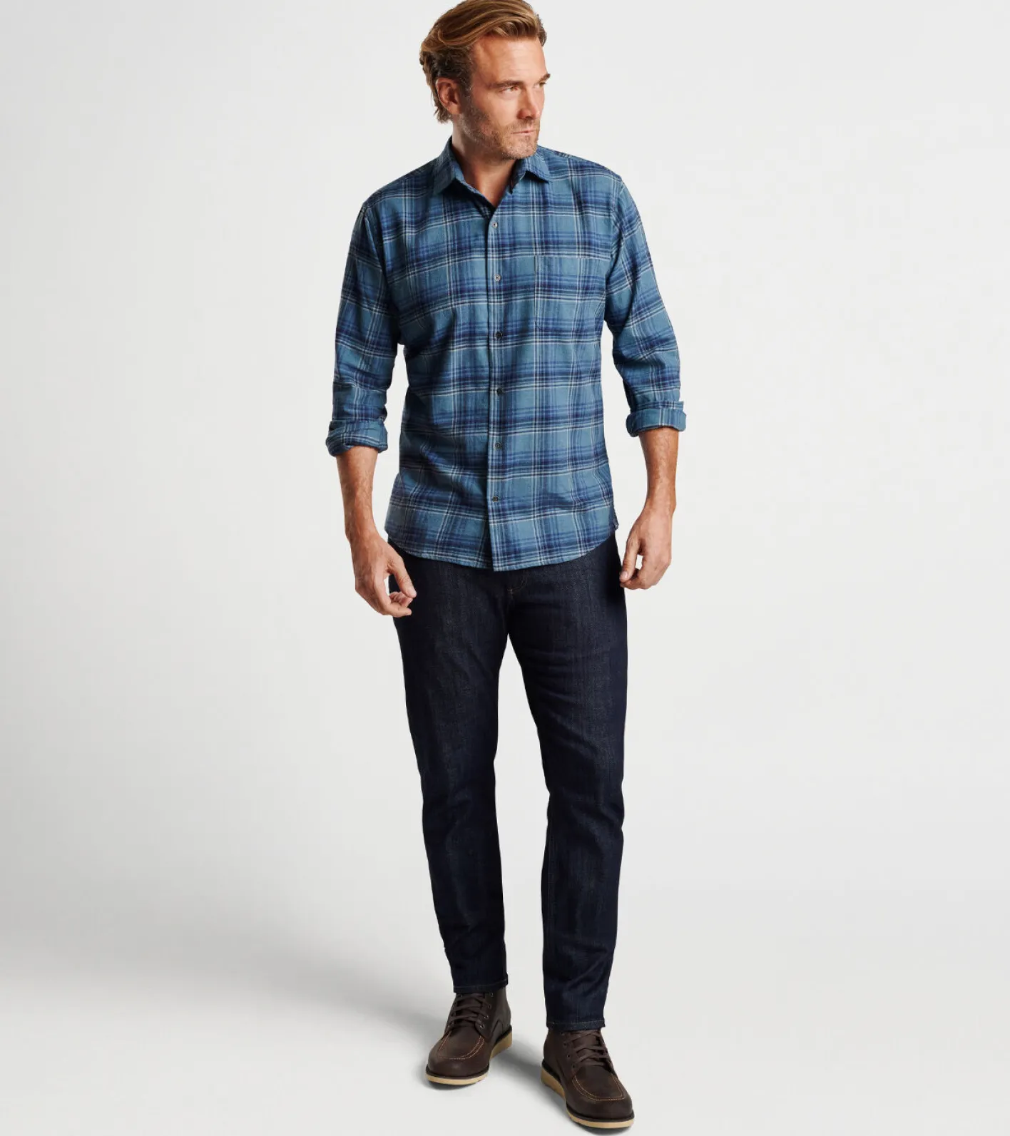 New Peter Millar Forest Knolls Cotton Sport Shirt RESERVOIR