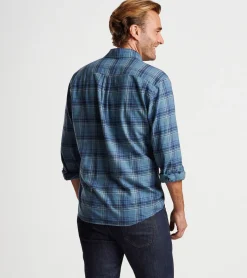 New Peter Millar Forest Knolls Cotton Sport Shirt RESERVOIR