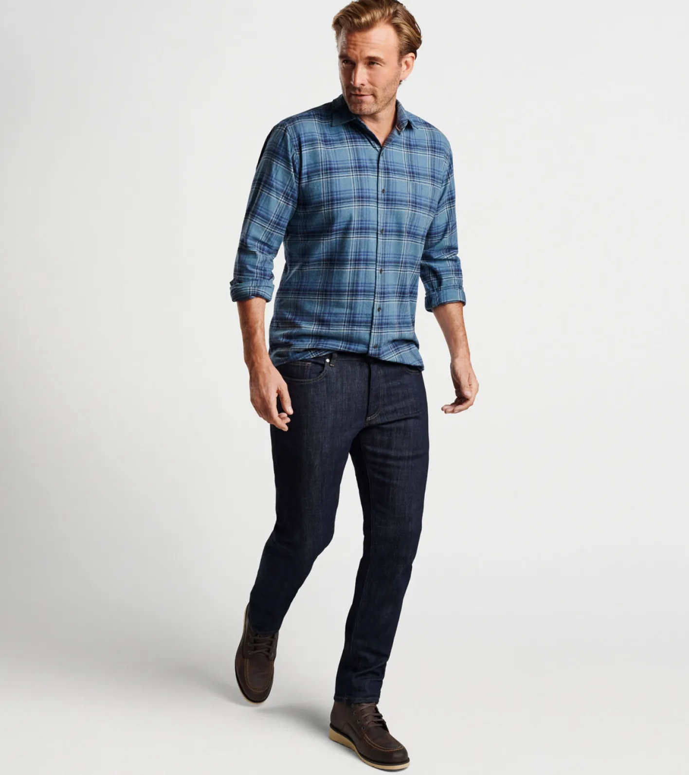 New Peter Millar Forest Knolls Cotton Sport Shirt RESERVOIR