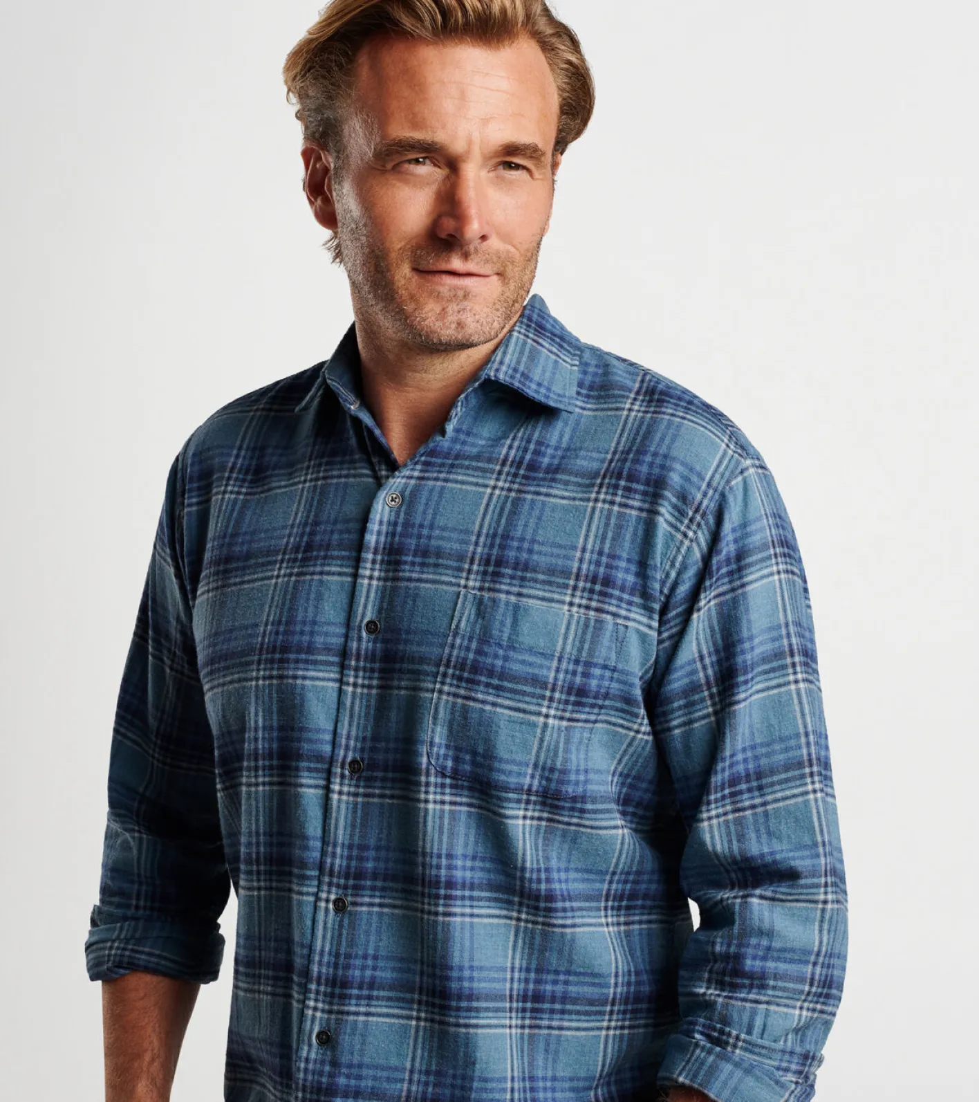 New Peter Millar Forest Knolls Cotton Sport Shirt RESERVOIR