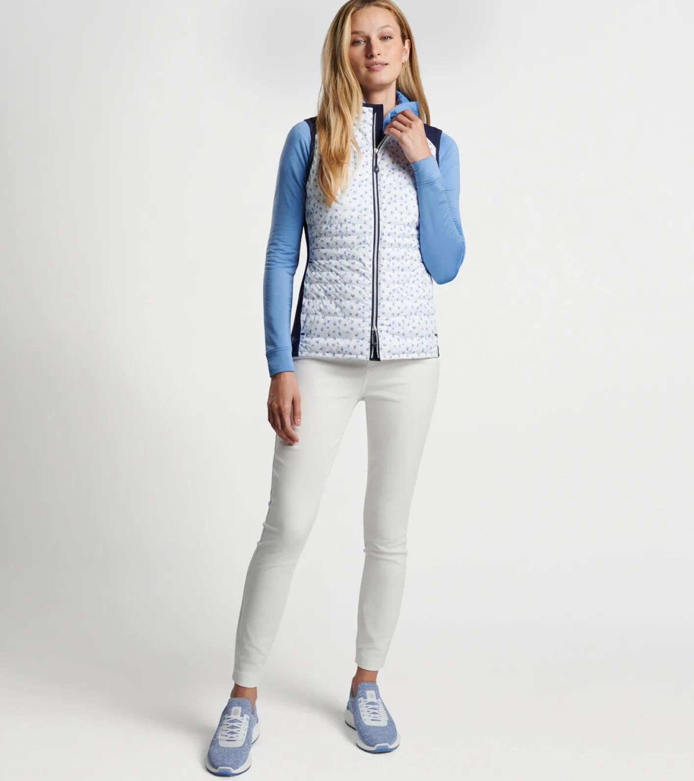 Fashion Peter Millar Fuse Tossed Paisley Hybrid Vest White/Navy