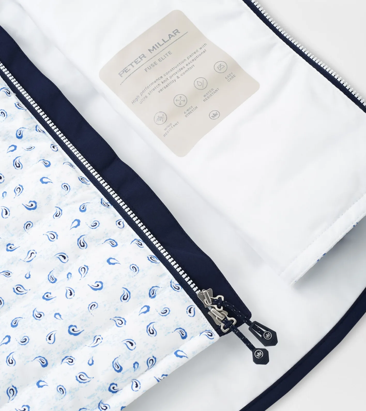 Fashion Peter Millar Fuse Tossed Paisley Hybrid Vest White/Navy