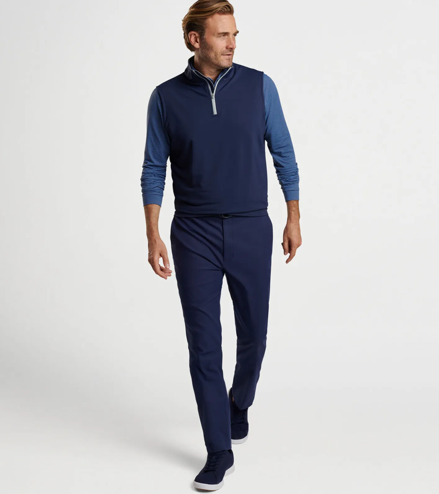 Online Peter Millar Galway Stretch Loop Terry Quarter-Zip Vest Navy