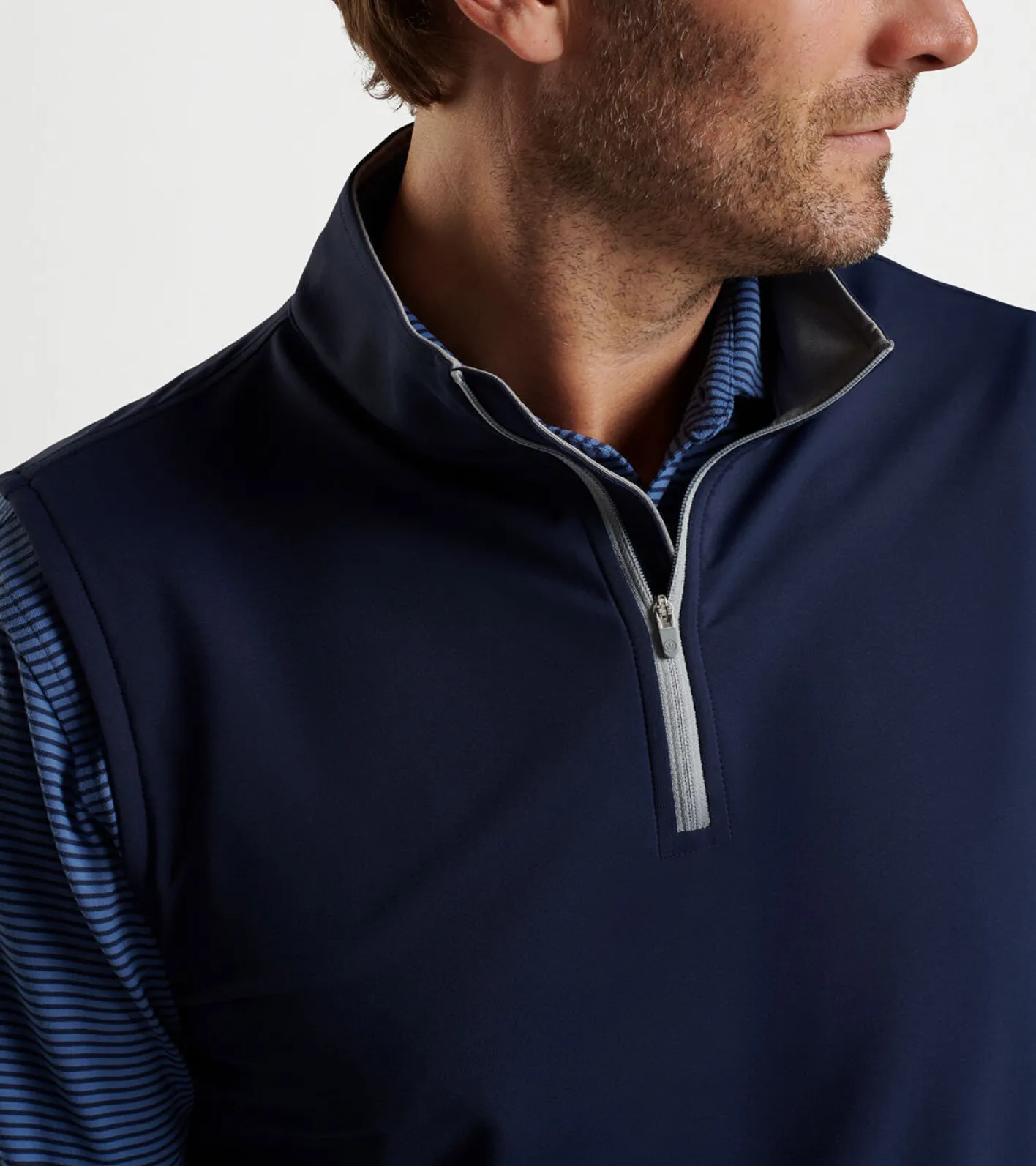 Online Peter Millar Galway Stretch Loop Terry Quarter-Zip Vest Navy
